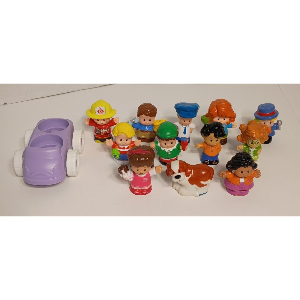 Fisher Price Little People Figures Lot of 12, Plus Car, Bus Driver, Firefighter
